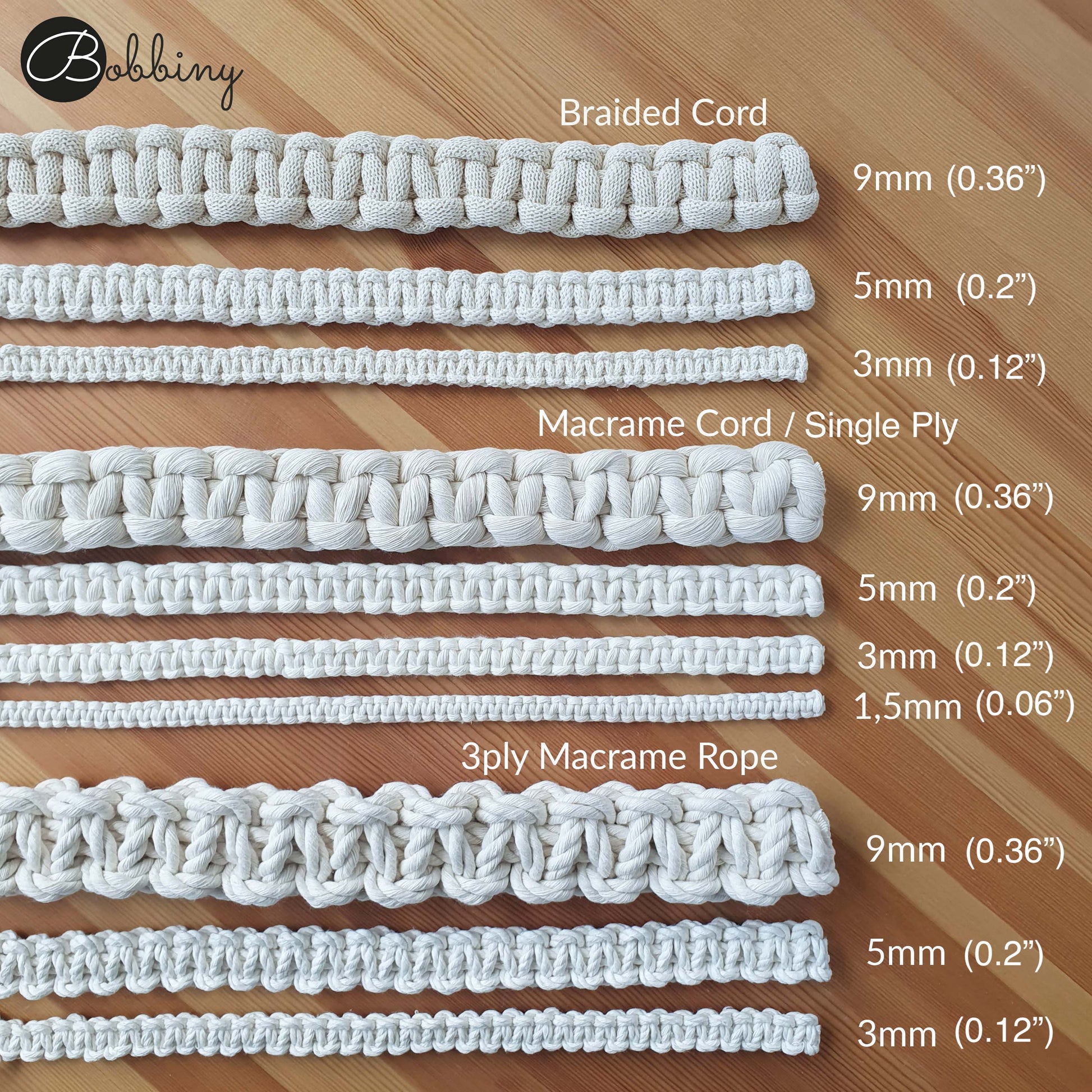 BOBBINY Braided Cords 5mm 100m ~ Chunky Cottons