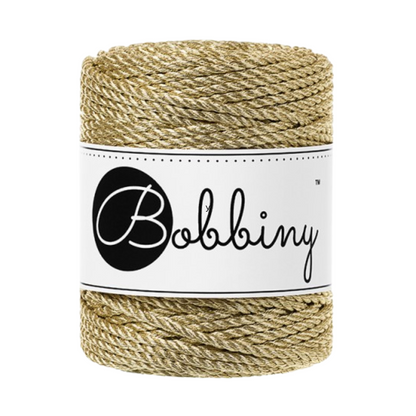 Bobbiny Regular 3mm 3 Ply Macrame Cord (Metallic Gold) 50m Bobbiny Regular 3mm 3 Ply Macrame Cord (Metallic Gold) 50m